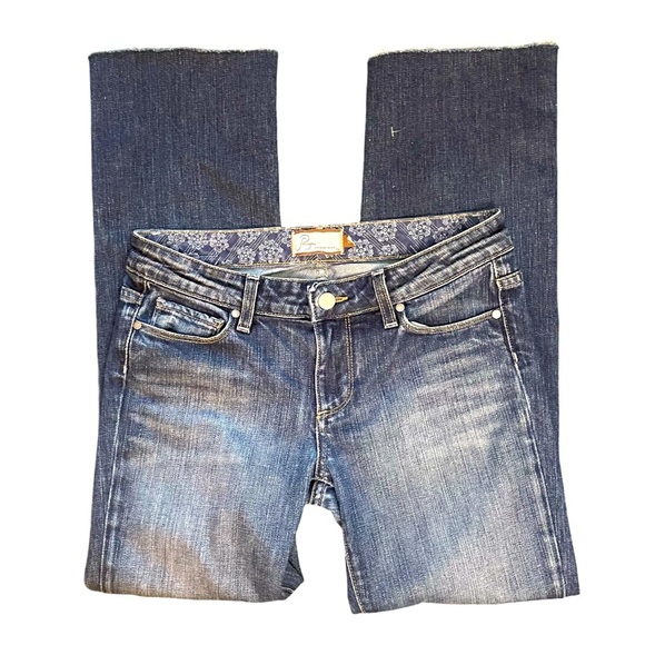 Paige Melrose Straight Leg Low Rise Blue Denim Jeans with Frayed Hem. Size 27 - Picture 4 of 10